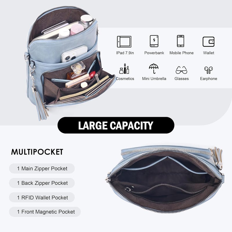 Roulens Crossbody Purse for Women Vegan Leather Medium Crossbody Wallet Bag for Travel Women Shoulder Handbags with Tassel - Image 5